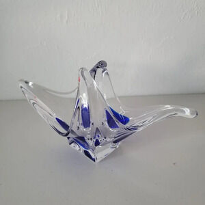 Val Saint Lambert Crystal Dish Bowl Clear Blue